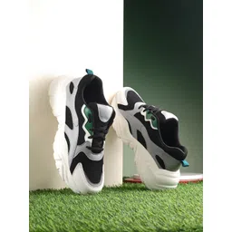 The Roadster Lifestyle Co. Men Black & Grey Colourblocked Lightweight Sneakers