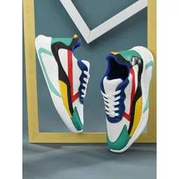 Mactree Men Colourblocked Lightweight Comfort Insole Contrast Sole Lace-Ups Sneakers