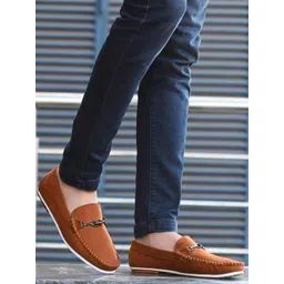 Mactree Men Tan Textured Suede Slip-On Sneakers