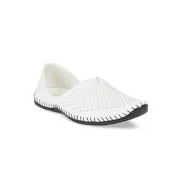 Liberty Men White Woven Design Slip-On Sneakers