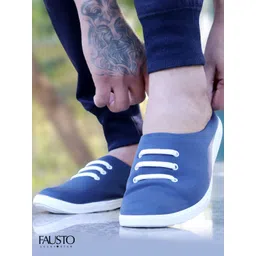 FAUSTO Men Navy Blue Slip-On Sneakers