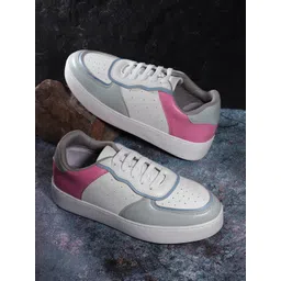 The Roadster Lifestyle Co. Women Colourblocked Round-Toe Sneakers with Perforated Detail