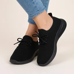 PODDAR Black Lightweight Breathable Soft Mesh Comfortable Cushioning Women Shoe Casuals For Women