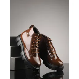 Leo's Fitness Shoes Men Mid-Top Lace Up Chunky Boots