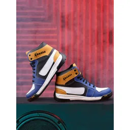 KRAASA Men Colourblocked Perforated Mid-Top Sneakers
