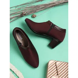 ELLE Women Maroon Block Heel Regular Boots