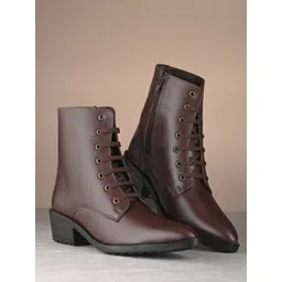 The Roadster Lifestyle Co Women Block Heeled Lace-Up Ankle Boots