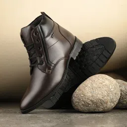 Vellinto LEE-GRAIN Casual Mid-Ankle Synthetic Leather Boots For Men Boots For Men