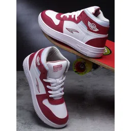 Trendy-11 White Mauve Casual Sneaker High Neck,Party Wear, Running Shoes For Women