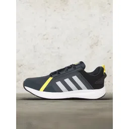 ADIDAS Men Charcoal Grey & Black Woven Design Gallivantor Running Shoes