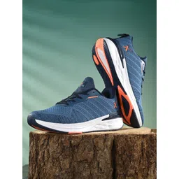 HRX by Hrithik Roshan Men Blue Mesh Lace-Up Memory Foam Walking Non-Marking Shoes