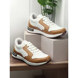 The Roadster Lifestyle Co. Women White & Tan Brown Colourblocked Comfort Insole Sneakers