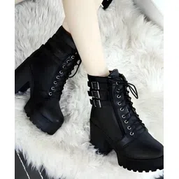 Amazing Design Women's Ankle Length Block Heel Stylish Fashionable Black Boots Boots For Women