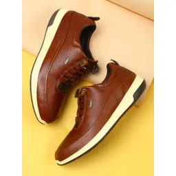 Red Chief Men Brown Solid Regular Leather Sneakers