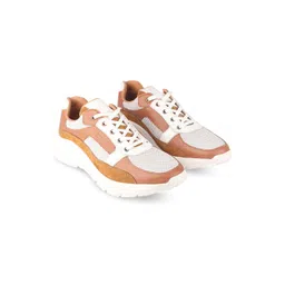 Red Chief Men Tan Colourblocked Leather Sneakers