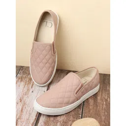 Carlton London sports Women Pink Textured Slip-On Sneakers