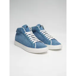 ZEESH Men Round Toe Lightweight Leather Sneakers