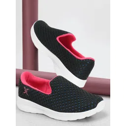 Carlton London Women Textured Round Toe Flyknit Mesh Slip-On Sneakers