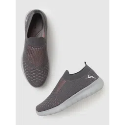 Marc Loire Women Grey Melange Woven Design Slip-On Sneakers