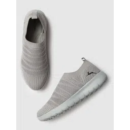 Marc Loire Women Grey Woven Design Slip-On Sneakers