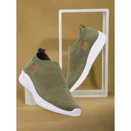 Killer Men Olive Green Textured Slip-On Sneakers