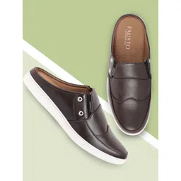 FAUSTO Men Grey Colourblocked PU Slip-On Sneakers