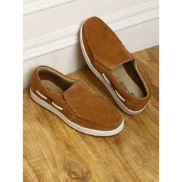 Red Chief Men Brown Suede Slip-On Sneakers