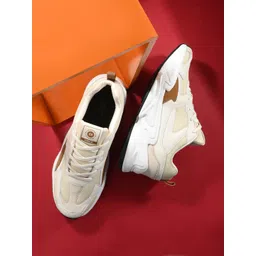 HRX by Hrithik Roshan Men Beige Textured Mesh Comfort Insole Basics Sneakers