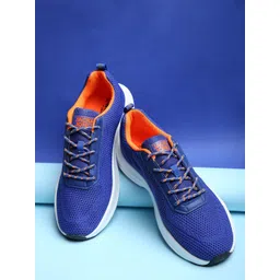 Jack & Jones Men Blue & Orange Textured Sneakers