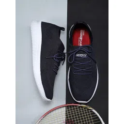 ASIAN Men Navy Blue Woven Design Sneakers