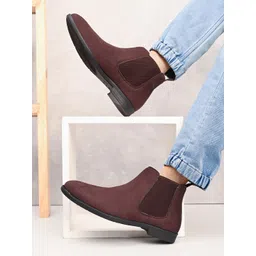 Men's Brown Casual Outdoor High Top Chelsea Boots Boots For Men