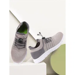 FAUSTO Women Grey Mesh Running Non-Marking Shoes