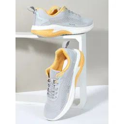 OZZOH Men OZ-1023-GREY-YELLOW Mesh Running Non-Marking Shoes
