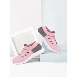 FAUSTO Women Pink Mesh Walking Non-Marking Shoes