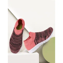 FAUSTO Women Pink Mesh Walking Non-Marking Shoes