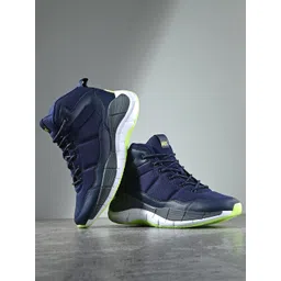HRX by Hrithik Roshan Men Navy Blue & White Memory Foam Mesh Basketball Shoes