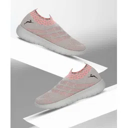 Women's Grey Woven Design Slip-On Sneakers Walking Shoes For Women