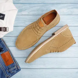 Premium Suede Leather Beige Chukka Style Desert Ankle Boots for Men - UK 11 Boots For Men