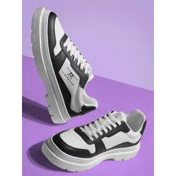 Flying Machine Men Colourblocked PU Sneakers With Perforations Detail