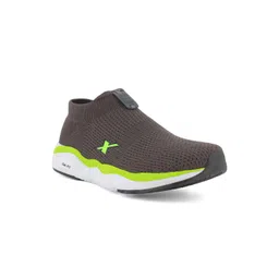 Sparx Men Grey & Fluorescent Green Mesh Running Non-Marking Sports Shoes