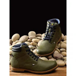 iD Men Olive Green Casual Boot Shoes