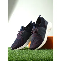 HRX by Hrithik Roshan Men Navy Blue ,Red & White Flyknit Mesh Non-Marking Running Shoes