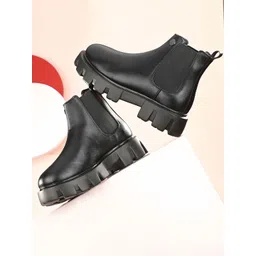 Eego Italy Men Mid Top Block Heels Chelsea Boots