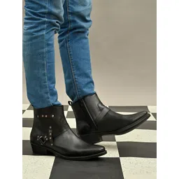 San Frissco Men Black Solid Chelsea Boots