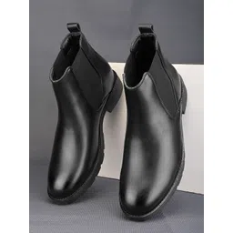 The Roadster Lifestyle Co. Men Black Mid Top Slip-On Chelsea Boots