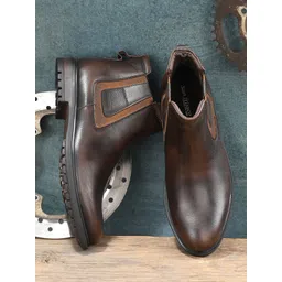 San Frissco Men Tan Mid-Top Chelsea Boots