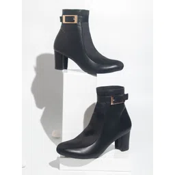 Inc 5 Women Black Solid Heeled Boots
