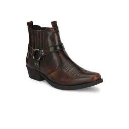 Delize Men Brown Textured Flat Boots