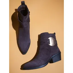 Inc 5 Women Buckle Embellished Block Heeled Mid-Top Regular Boots