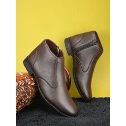 The Roadster Lifestyle Co. Men Brown Textured Mid Top Regular Boots